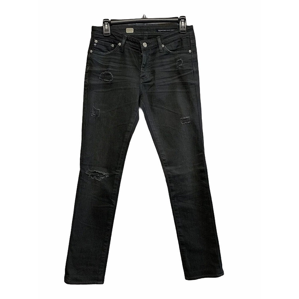 AG Adriano Goldschmied Premiere Skinny Leg‎ Jeans Gray Distressed Womens Size 27